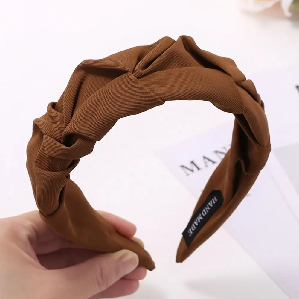 Women Girls Wide Top Knot Hair Bands Headdress Solid Color Cloth Headband Bezel Girls Hairband Hair Hoop Female Hair Accessories