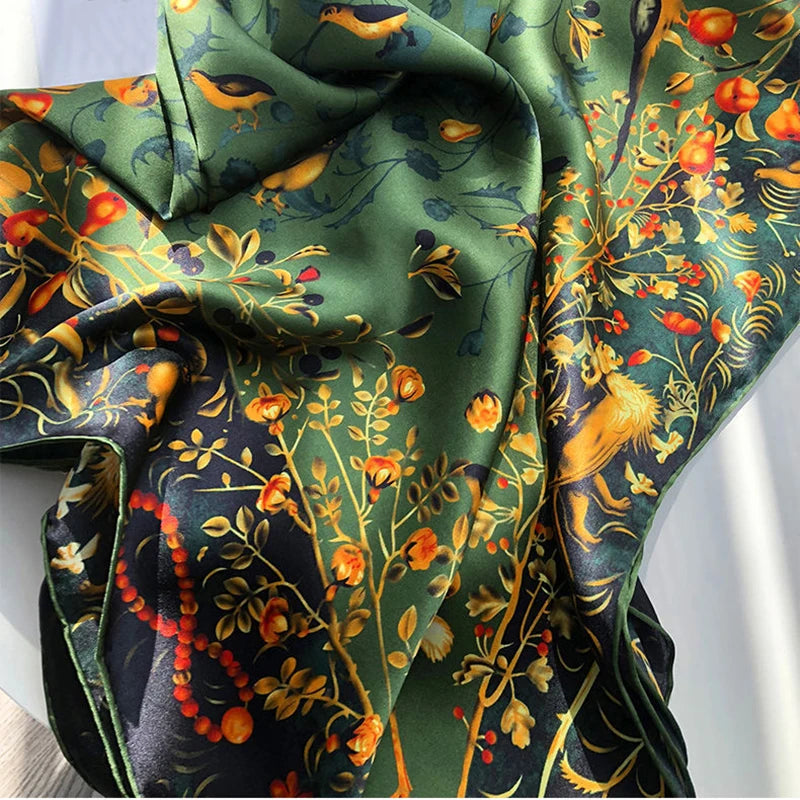 Paisley Print Square Scarf Vintage Imitation Silk Shawl Scarf Elegant Cashew Pattern Women Windproof Outdoor Head Wrap