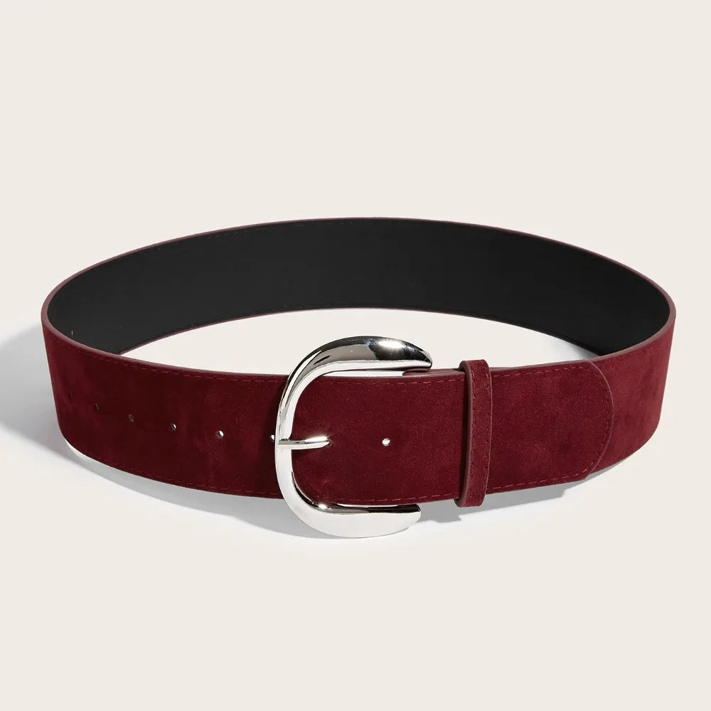 Maillard Styles Suede Leather Wide Belt Luxury Design Trendy Pin Buckle Waistband Versatile Casual Trouser Dress Belts Gifts
