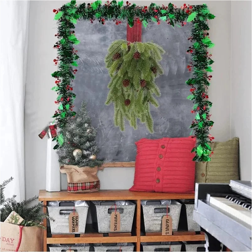 Christmas Tree Decorations Christmas Tinsel Garland Metallic Shiny Garland for Christmas Home and Living Room Decoration