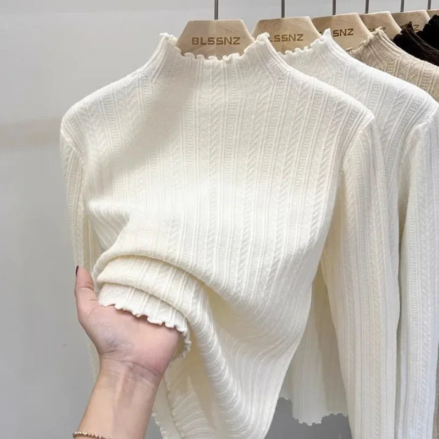 Autumn Winter Chic Bottom Sweaters Women Fashion Turtleneck Pullover Slim Long Sleeve Knitted Jumpers Soft Warm Pull Femme Top