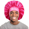 1PConstellation printing satin wide band sleep bonnet ,soft sleeping bonnet with wrap band,make up washing face daily use bonnet