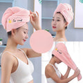 Coral Plush Thick Dry Hair Cap Cartoon Embroidery Absorbent Triangle Cap Women's Bath Cap Absorbent Dry Hair Towel
