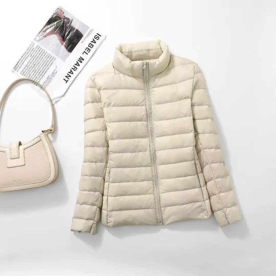 Autumn and Winter Women's 2025 New Lightweight Down Jacket Women's Vertical Collar Outdoor Windproof Warm Down Jacket Coat
