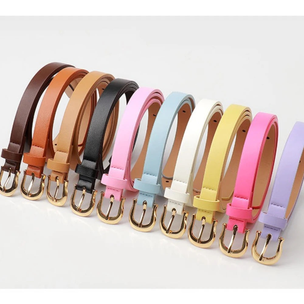 1.8x103cm Women's Thin Belt Versatile Korean Style Simple Candy Color Jeans Belt Decorative Skinny Waistband