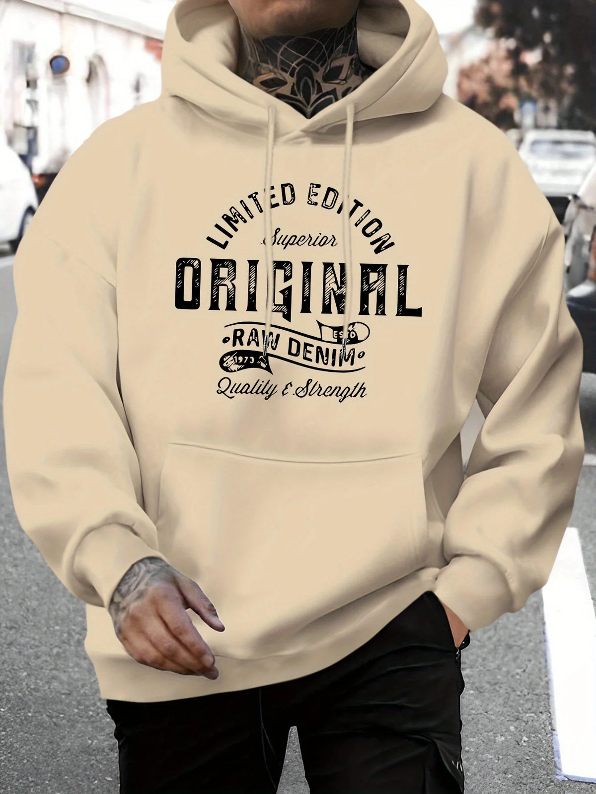 Men's Top Men's Long-Sleeved Round Neck Loose Plus Size Autumn and Winter Hooded Sweatshirt T-Shirt Top