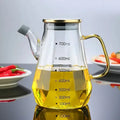 JUSTINLAU Glass Oil Pots 500/700/900ml Leak Proof Diamond Oil Bottle with Scale/Lid Sauce Vinegar Condiment Storage Container