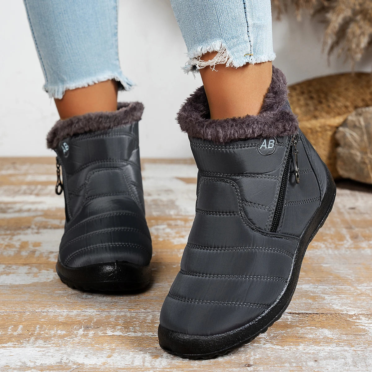 Women High‑Top Cotton Winter Boots Warm Anti‑Slip Slip‑on Loafers Soft Plush Lined Comfort Casual Outdoor Daily Women Shoes