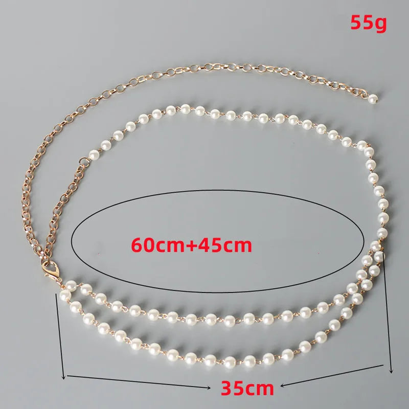 Layered Imitation Pearl Beads Tassel Belts Chains On Pants Fashion Dress Female Waist Chains Women Accessories Gifts