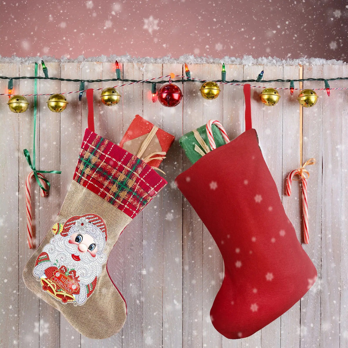 Diamond Painting DIY Christmas Stockings Handiwork Sticking Drills Christmas Candy Bags Gift