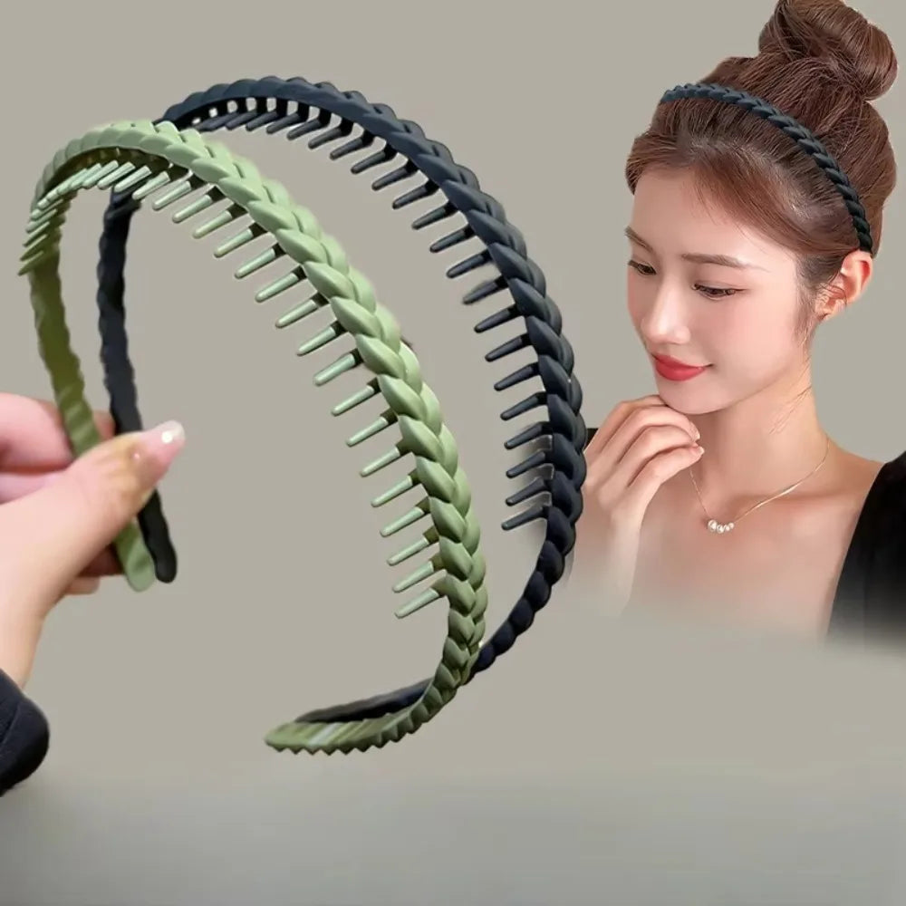 Fashion Plastic Twist Cross Headband for Women Girls with Teeth Non-slip Flexible Hoop Wash Face Hair Styling Accessories New