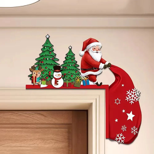 1 Piece of Antique Wooden Christmas Door Corner Decoration Merry Christmas Decor for Home Navidad Xmas Ornament New Year