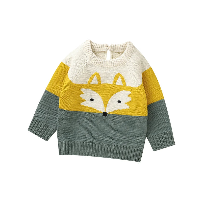 Baby Sweaters Knitted Newborn Kid Clothing Fashion Striped Cute Fox Tops Outerwear Infant Girls Boys Pullover Long Sleeve Autumn