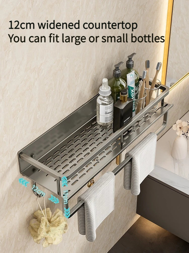 Bathroom Rack Bathroom Shelf Toilet Space Aluminum Hanging Rack Bathroom Organizer Hang on the Wall
