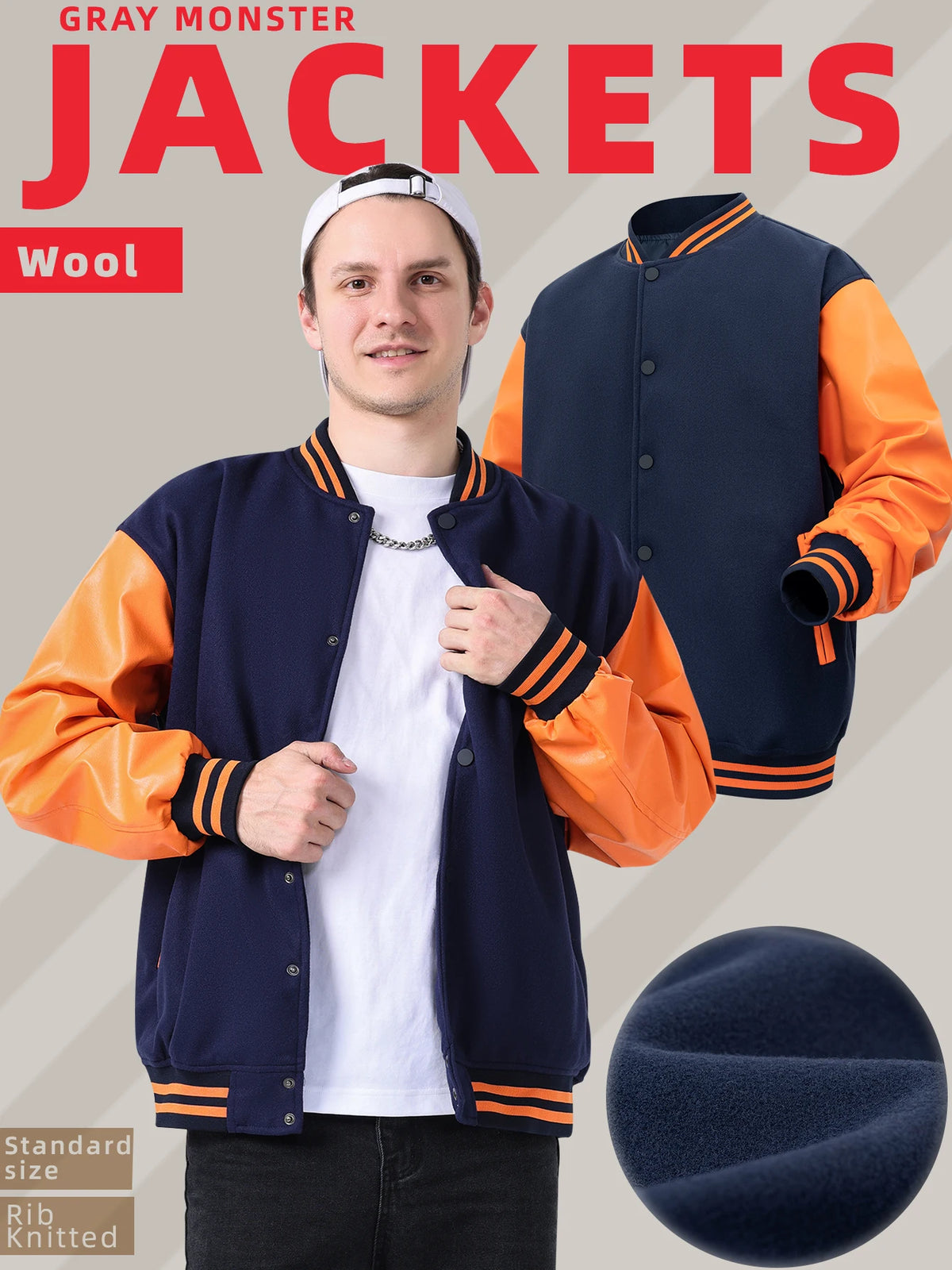 Mens Classic Varsity Jacket Vintage Letterman Style Baseball Coat Multiple Colors Available Streetwear with Faux Leather Sleeves