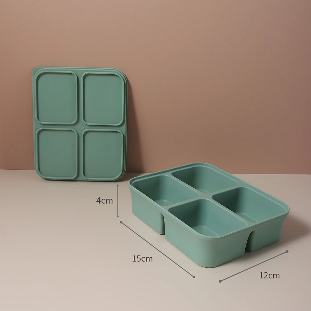 Baby Ice Cube Tray Silicone with Lids Flexible Ice Molds for Beverages,Baby Food Storage Mould, BPA-free