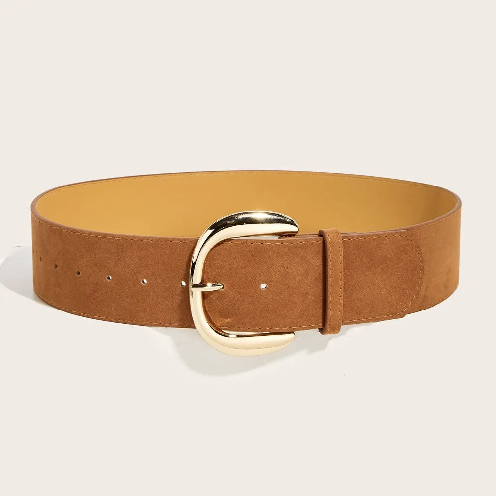 Maillard Styles Suede Leather Wide Belt Luxury Design Trendy Pin Buckle Waistband Versatile Casual Trouser Dress Belts Gifts