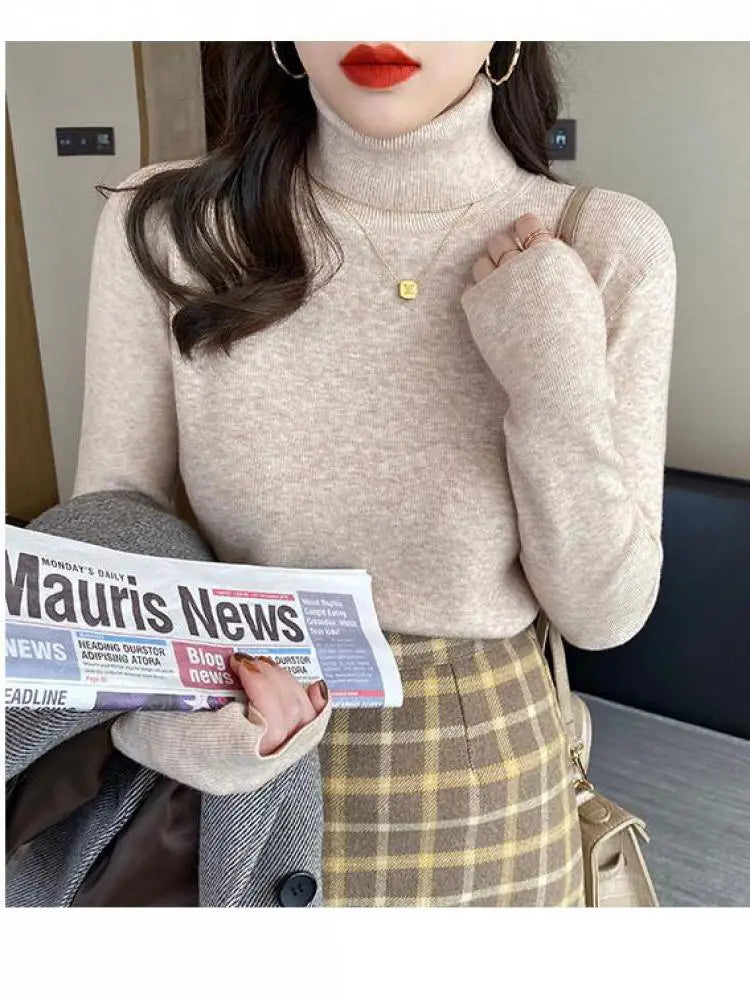 2026 autumn winter Basic Slim soft solid color turtleneck Sweater Pullover Women Casual Long Sleeve chic bottom knitted Jumper