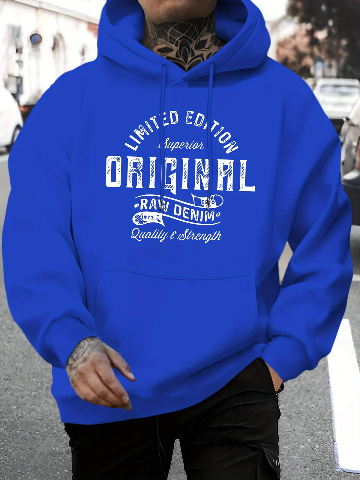 Men's Top Men's Long-Sleeved Round Neck Loose Plus Size Autumn and Winter Hooded Sweatshirt T-Shirt Top