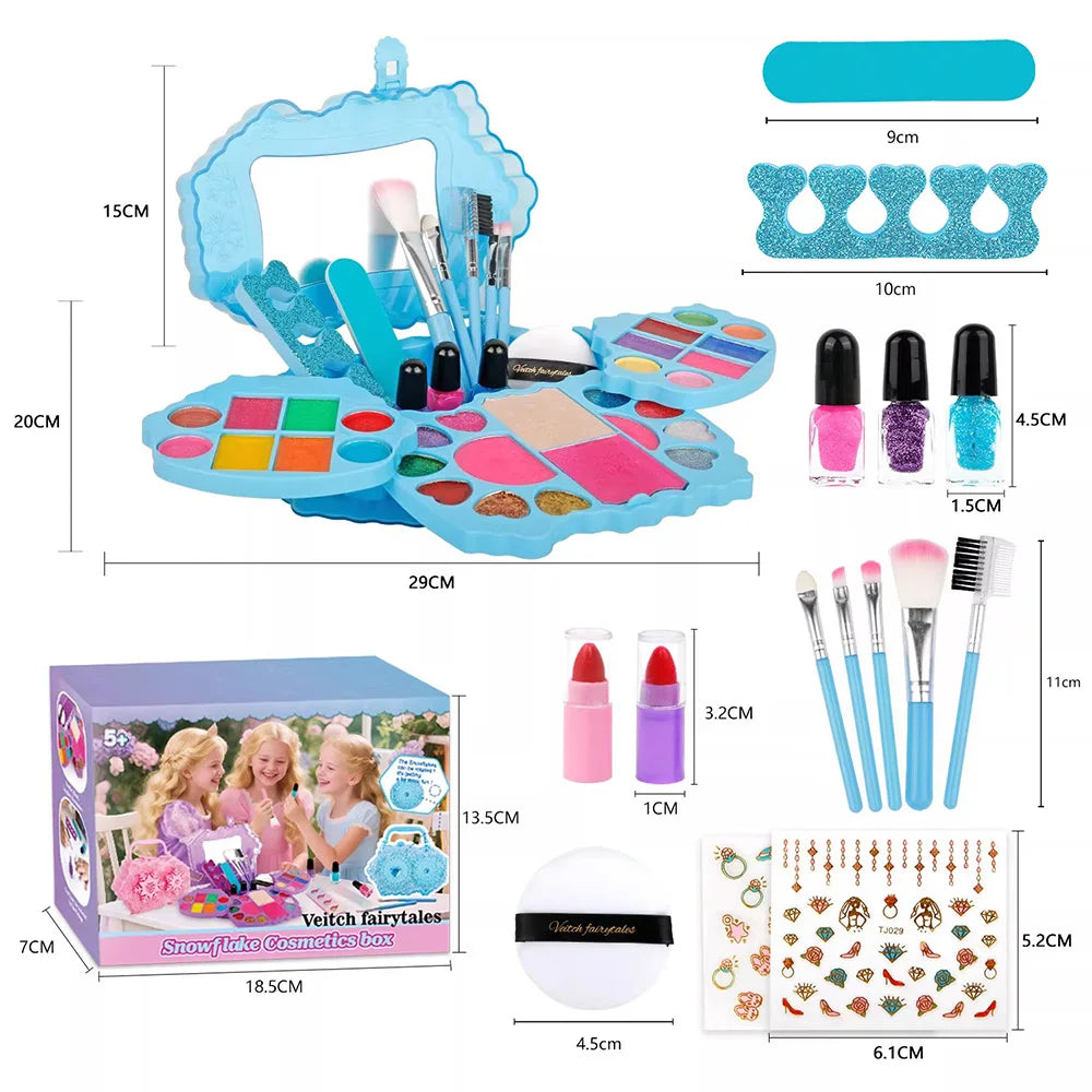 Kids Washable Makeup Girl Toys Kids Makeup Kit for Girl Real Make Up Set Snow Box Kids Nail Art Kit for Girl