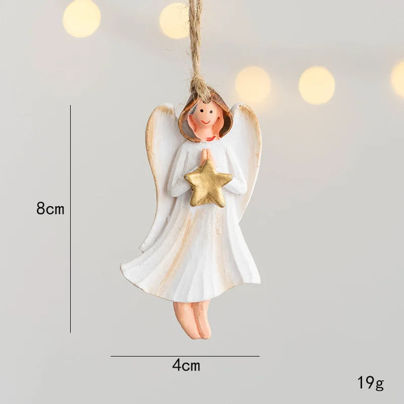 Merry Christmas Resin Christmas Santa/angel/Snowman Pendant Christmas Tree Decoration Xmas Ornaments 2023 Navidad New Year Decor