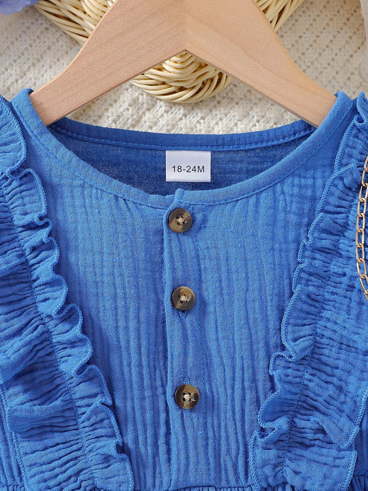 Children’s 2025 Summer New Arrival Girls’ Solid Color Long-Sleeved Casual Dress