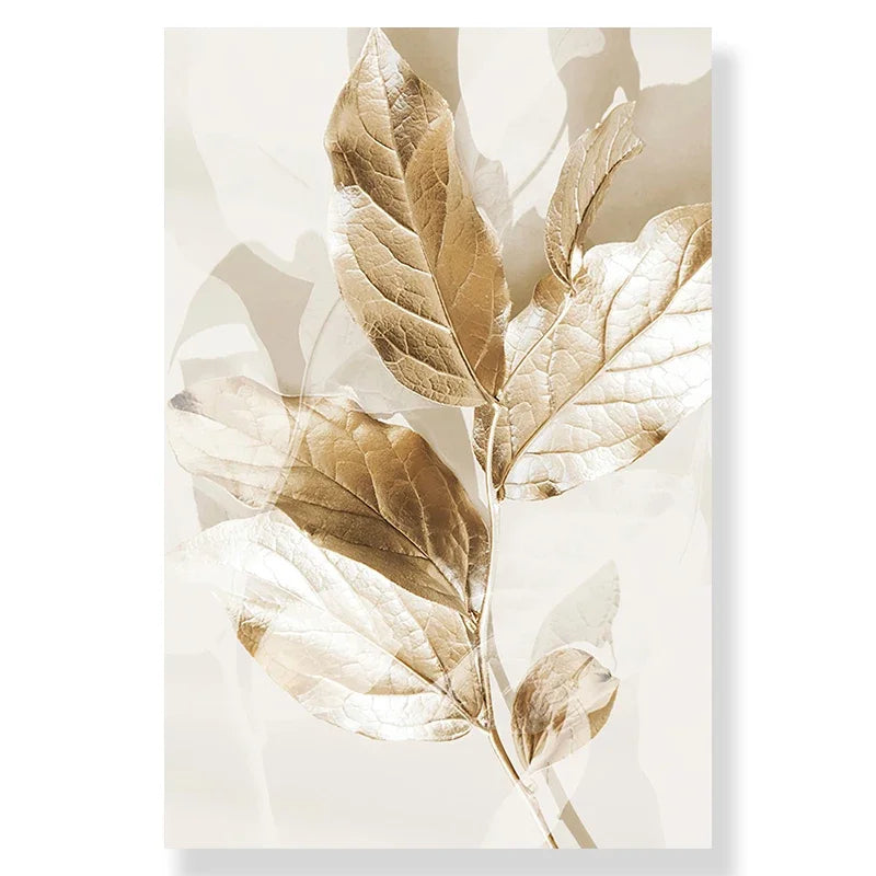Nordic Modern Art Picture Canvas Painting Wall Art Golden Leaf Beach Scenery Poster and Print for Home Decor Living Room Design