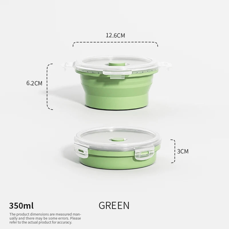 Collapsible Food Storage Containers Silicone Lunch Box with Lid Food Bowls Kitchen Stackable Lunch Box for Pantry Freezer Safe