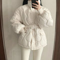 Women Winter Warm Thick Cotton Coat 2025 New Women With Belt Stand Collar Cotton Padded Jacket Korean Loose Women Parka Outwear