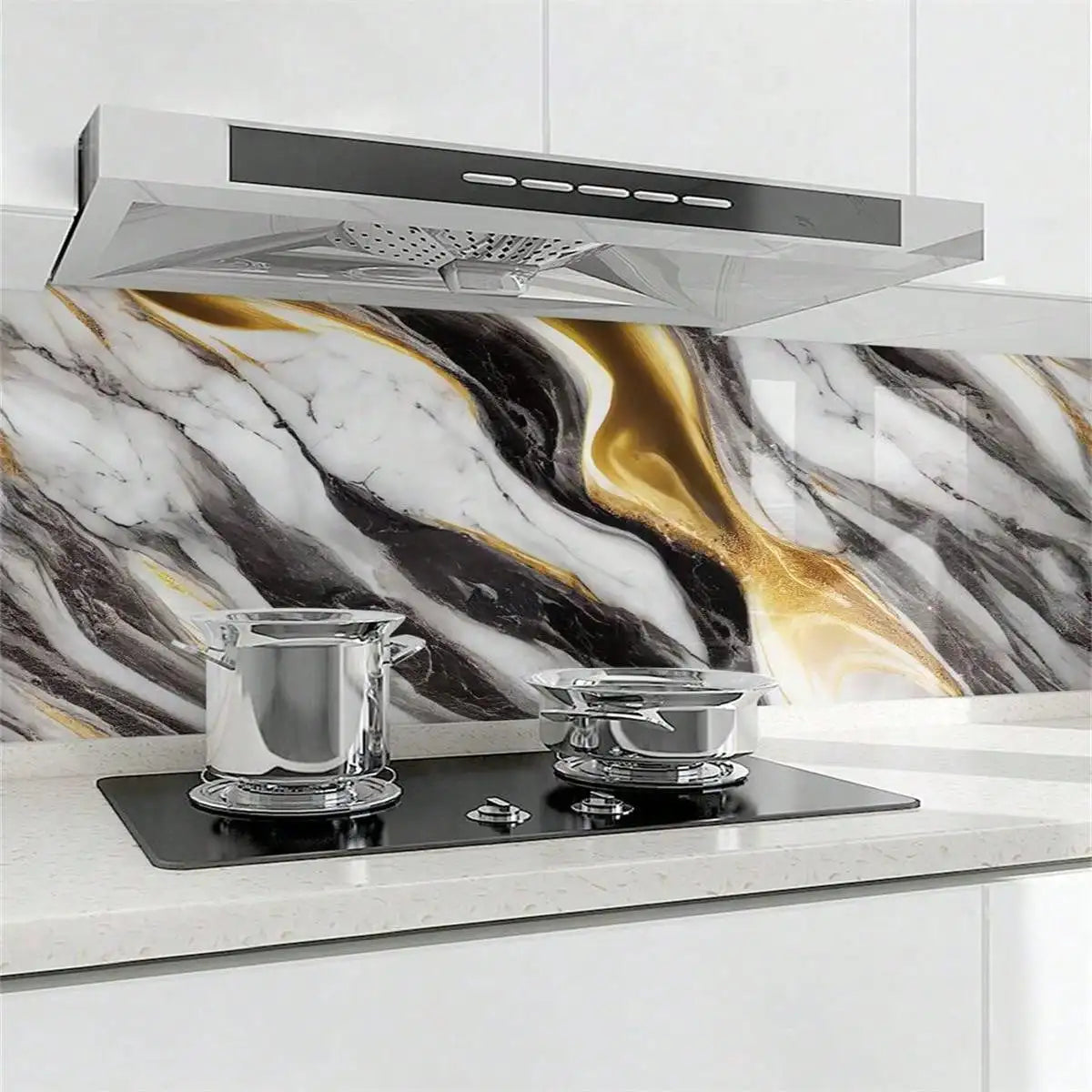 8M Marble Decor Stickers for Kitchen Cabinet Countertop Renovation Self Adhesive Waterproof Oil Proof Aluminum Foil Wallpaper
