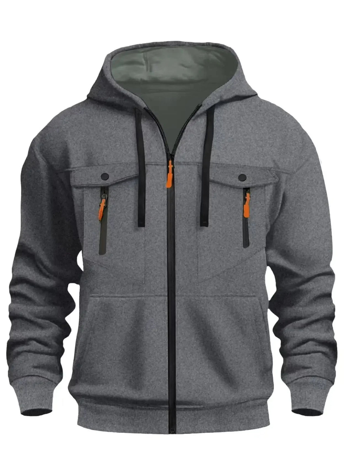 Casual Men's Zip-Up Hoodie Trendy Streetwear Comfortable Loose Fit Autumn Winter Keep Warm Sweatshirt Fashionable Men's Clothing