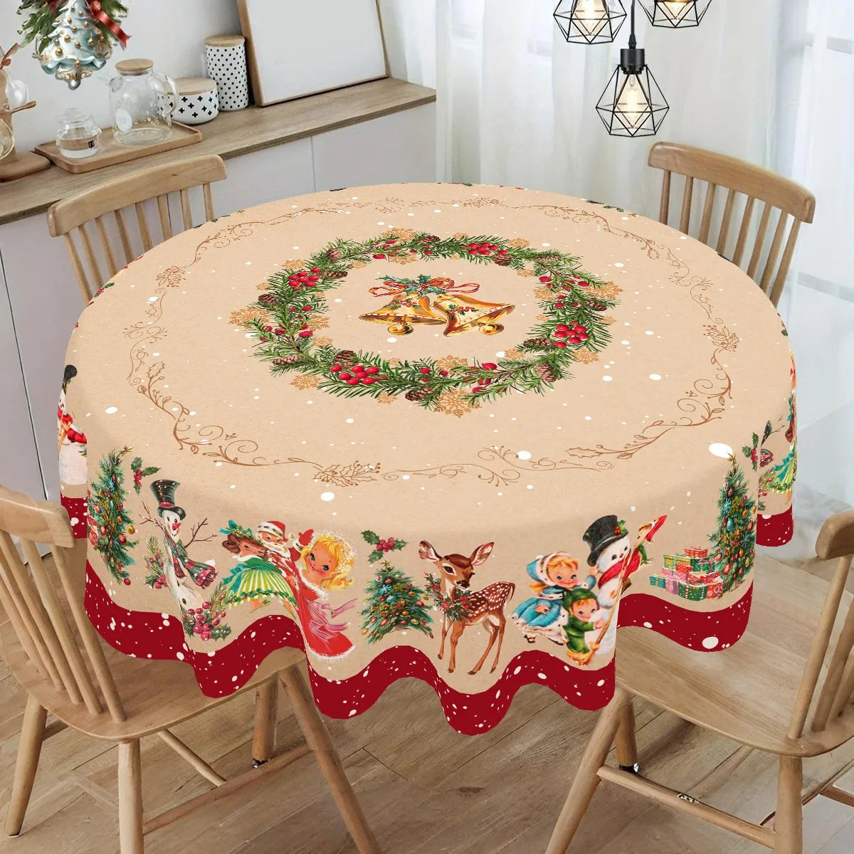 Vintage Christmas Tablecloth Snowman Princess Table Cover for Winter Holiday Navidad Dinning Table Decor Home Decoration 2025