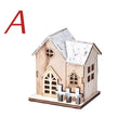 Christmas LED Wooden House Ornament Luminous Cabin Decoration For Home Tabletop Xmas Tree DIY Decor Kids Gift New Year