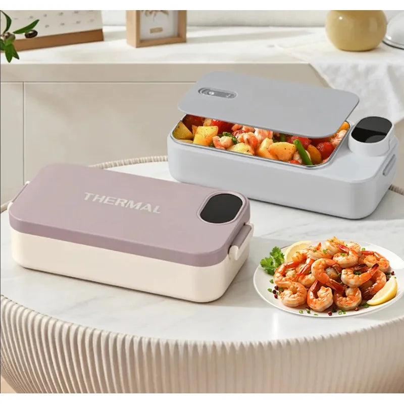 Portable Heated Lunch Box 304 Stainless Steel Container USB-Powered No Water Added Design for Office Car & Travel Meal Warming