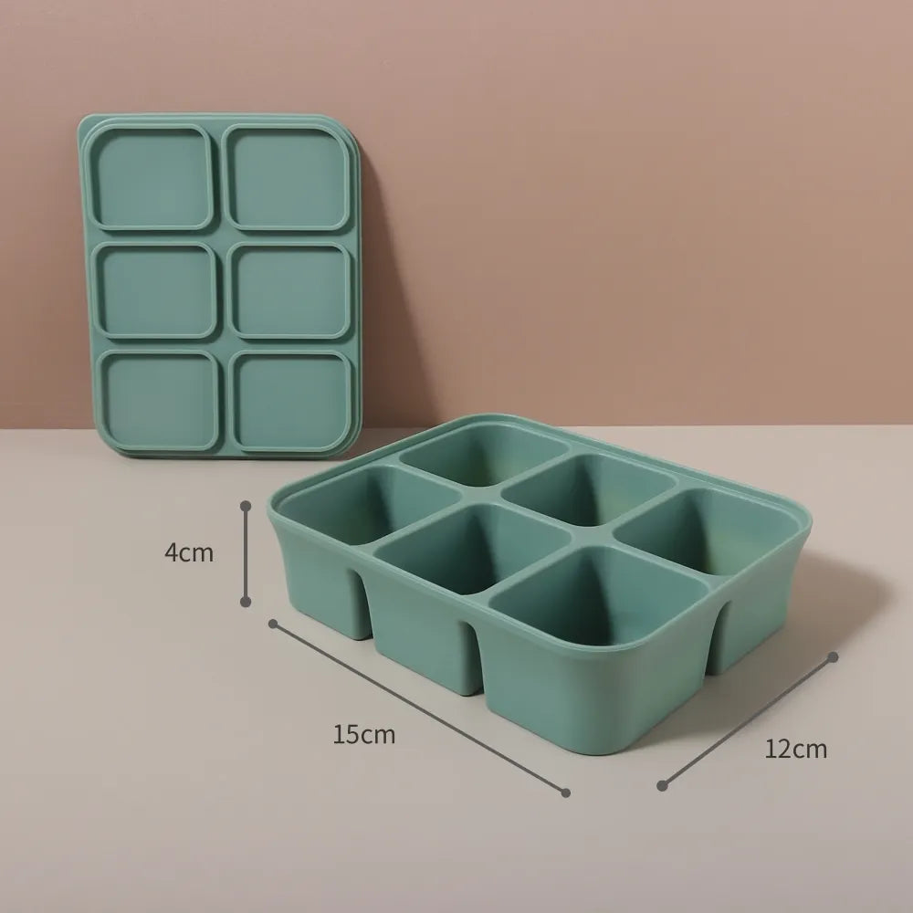 Baby Ice Cube Tray Silicone with Lids Flexible Ice Molds for Beverages,Baby Food Storage Mould, BPA-free