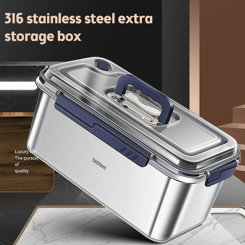 Food Storage Containers with Lids Airtight Food Grade 316 Stainless Steel Large Capacity Leakproof Kitchen Storage Container