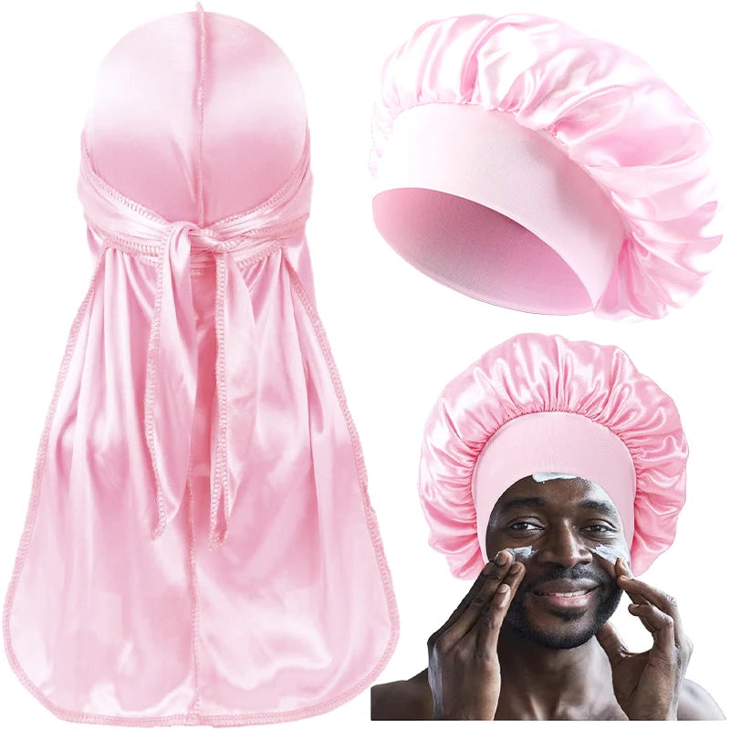 2/3PCS/LOT Men Women Long Tail Head Scarf Headwrap Bonnet Night Hat Silk Durag Pirate Hat Unisex Sleeping Bandana Turban Hijab