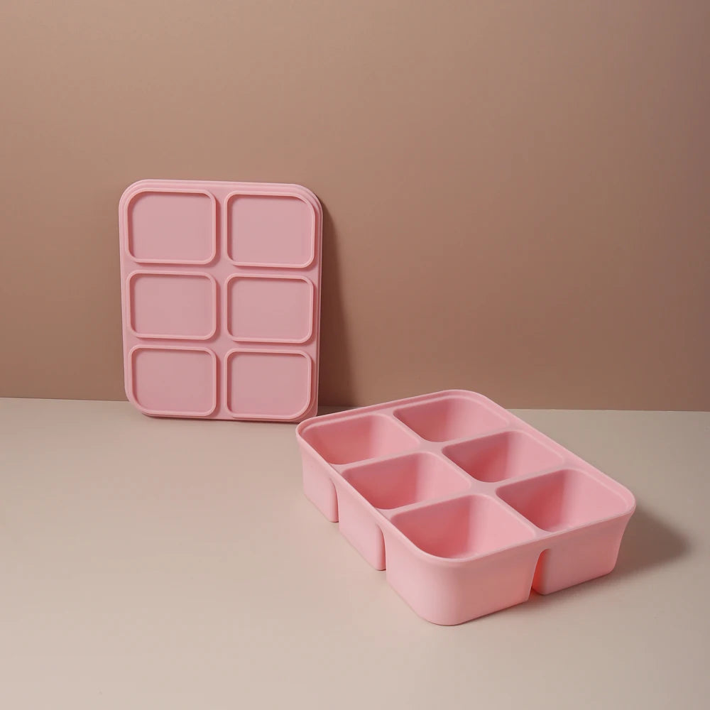 Baby Ice Cube Tray Silicone with Lids Flexible Ice Molds for Beverages,Baby Food Storage Mould, BPA-free