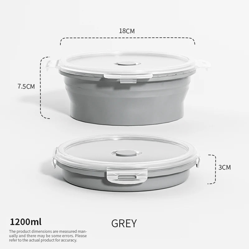 Collapsible Food Storage Containers Silicone Lunch Box with Lid Food Bowls Kitchen Stackable Lunch Box for Pantry Freezer Safe