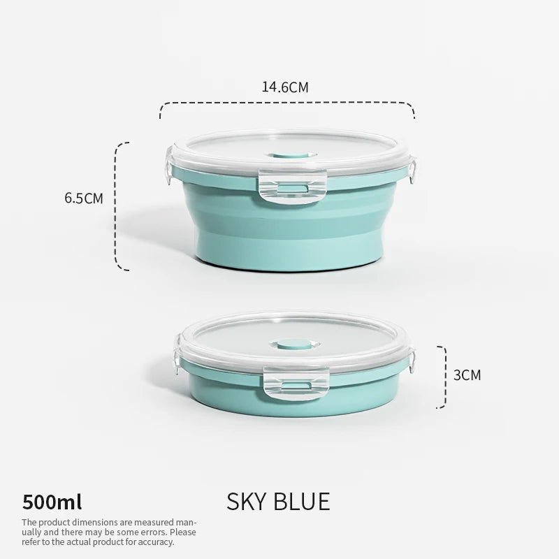 Collapsible Food Storage Containers Silicone Lunch Box with Lid Food Bowls Kitchen Stackable Lunch Box for Pantry Freezer Safe