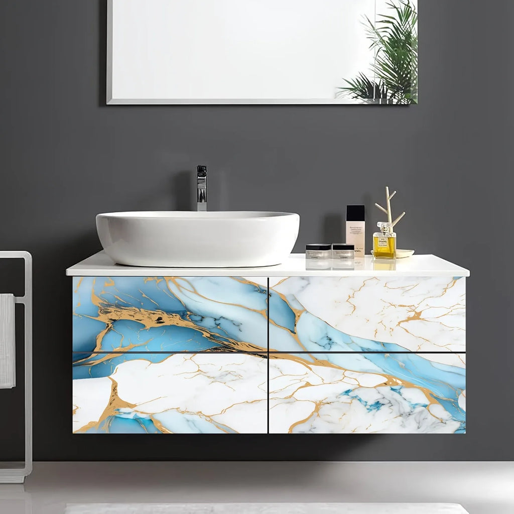8M Marble Decor Stickers for Kitchen Cabinet Countertop Renovation Self Adhesive Waterproof Oil Proof Aluminum Foil Wallpaper