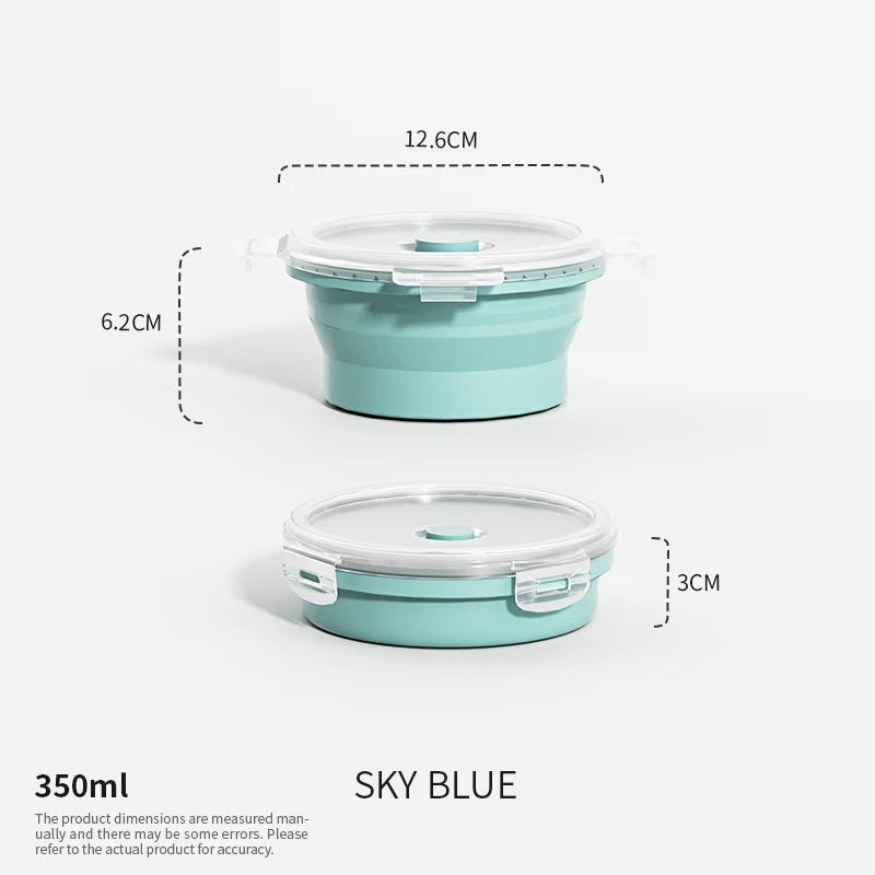 Collapsible Food Storage Containers Silicone Lunch Box with Lid Food Bowls Kitchen Stackable Lunch Box for Pantry Freezer Safe