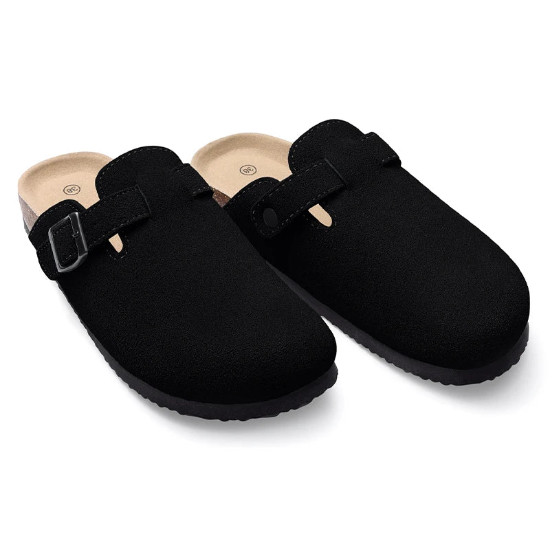 Kidmi Men's Cork Footbed Slide Sandal Slip On Sandals  Women Cork Sandals Nonslip Beach Sandals Female Adjustable Buckle Slides