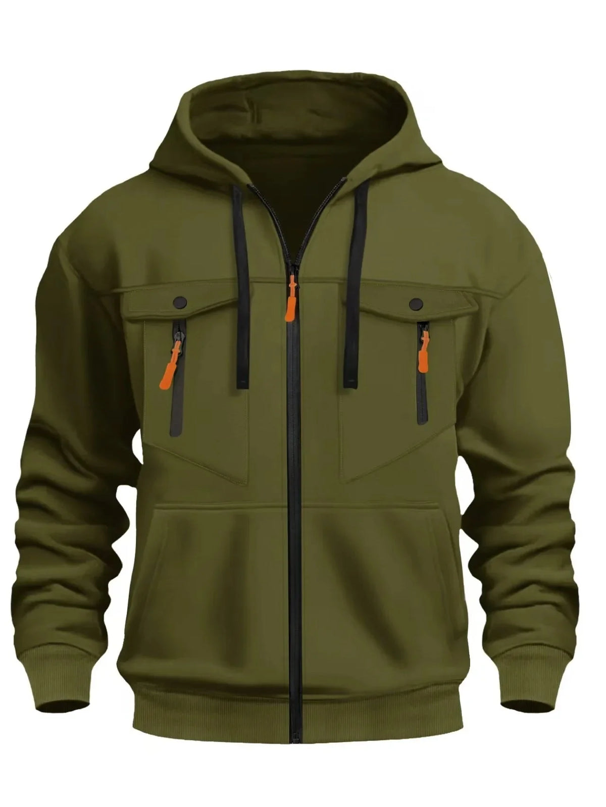 Casual Men's Zip-Up Hoodie Trendy Streetwear Comfortable Loose Fit Autumn Winter Keep Warm Sweatshirt Fashionable Men's Clothing