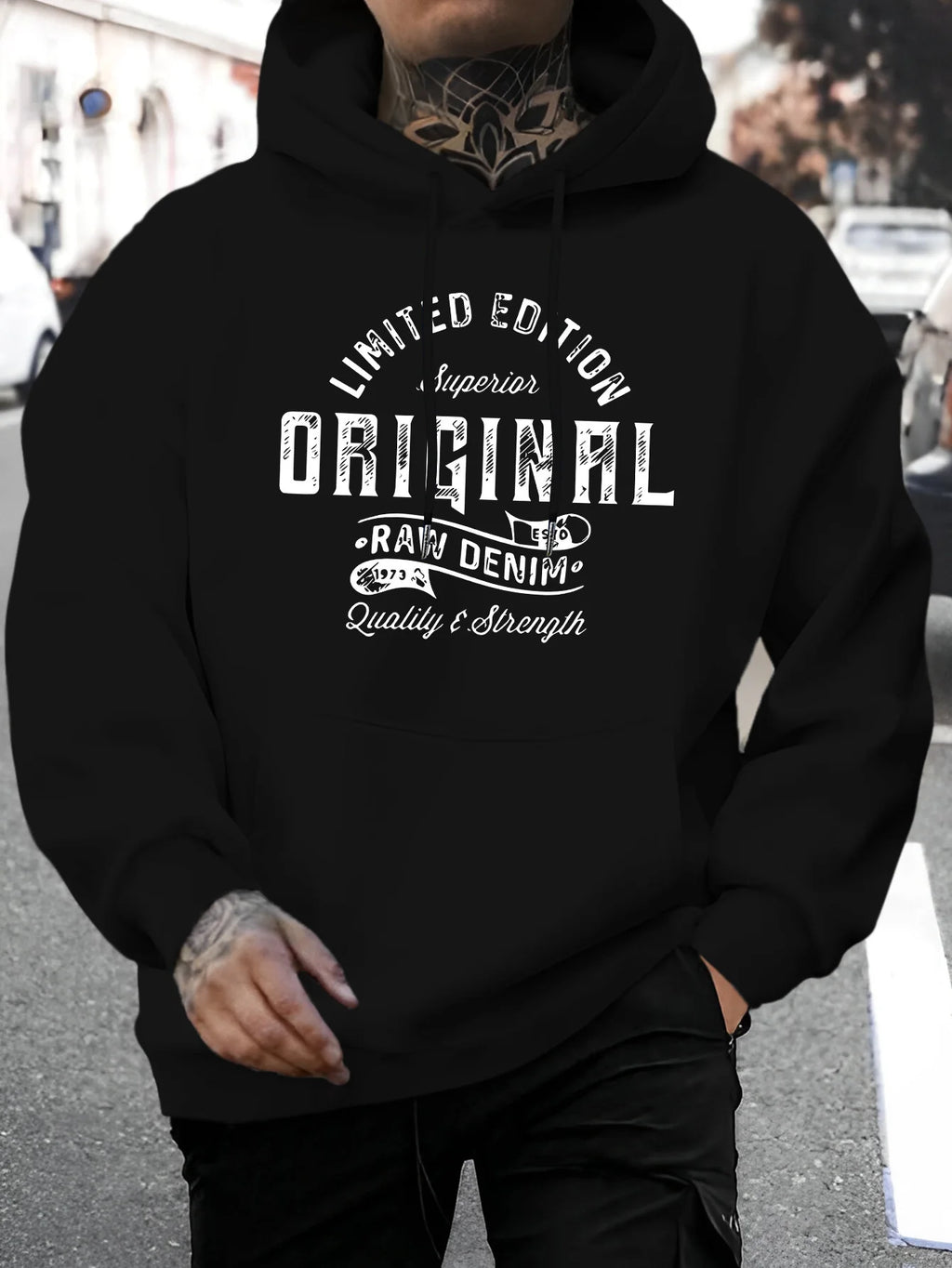 Men's Top Men's Long-Sleeved Round Neck Loose Plus Size Autumn and Winter Hooded Sweatshirt T-Shirt Top