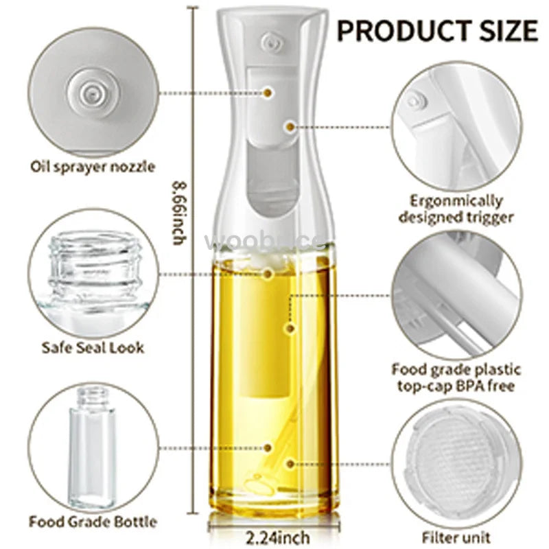200/300/500ml Oil Spray for Kitchen Oil Nebulizer Dispenser Spray Oil Sprayer Airfryer BBQ Camping Olive OilDiffuser Cooking