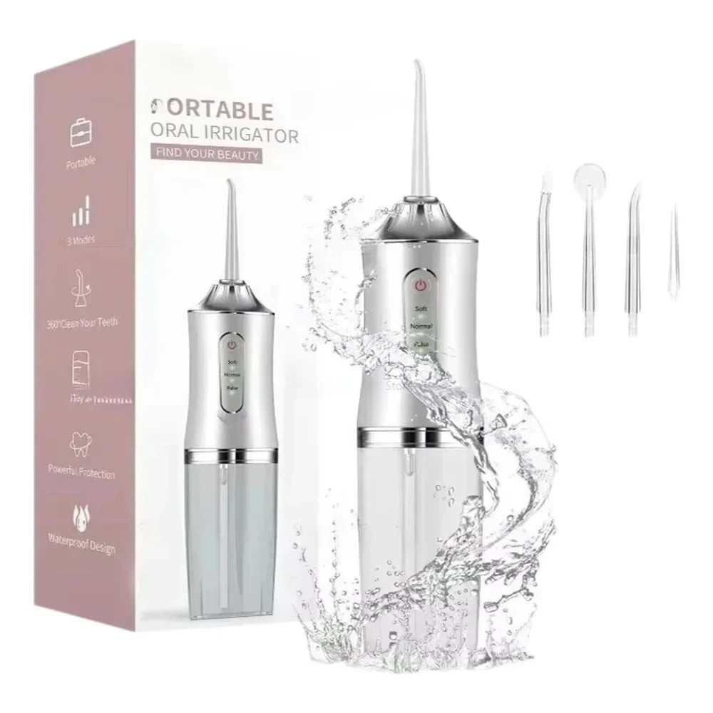 USB Rechargeable Water Flosser 300ml Portable 5 Nozzles 3 Modes Dental Irrigator Dental Odontología Kit Ferramentas