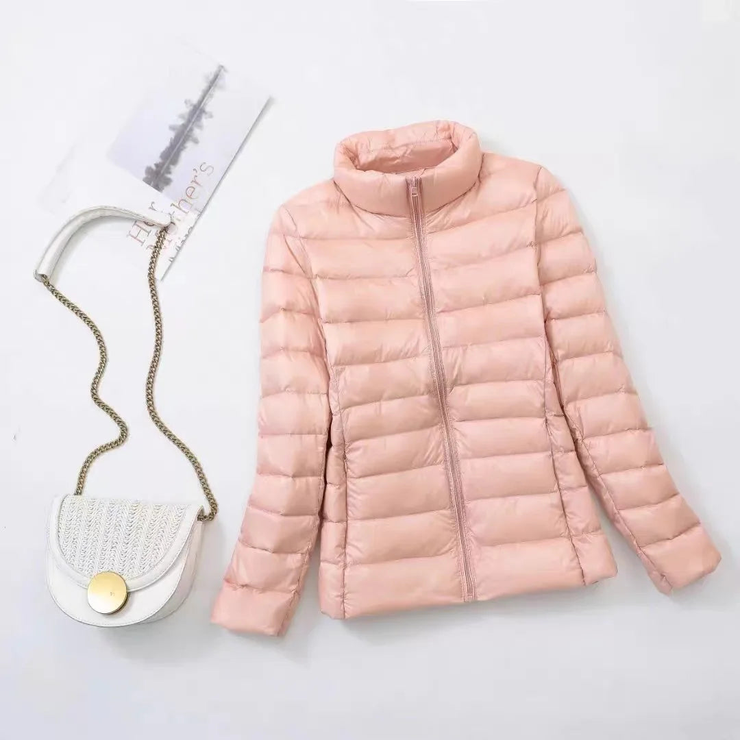 Autumn and Winter Women's 2025 New Lightweight Down Jacket Women's Vertical Collar Outdoor Windproof Warm Down Jacket Coat