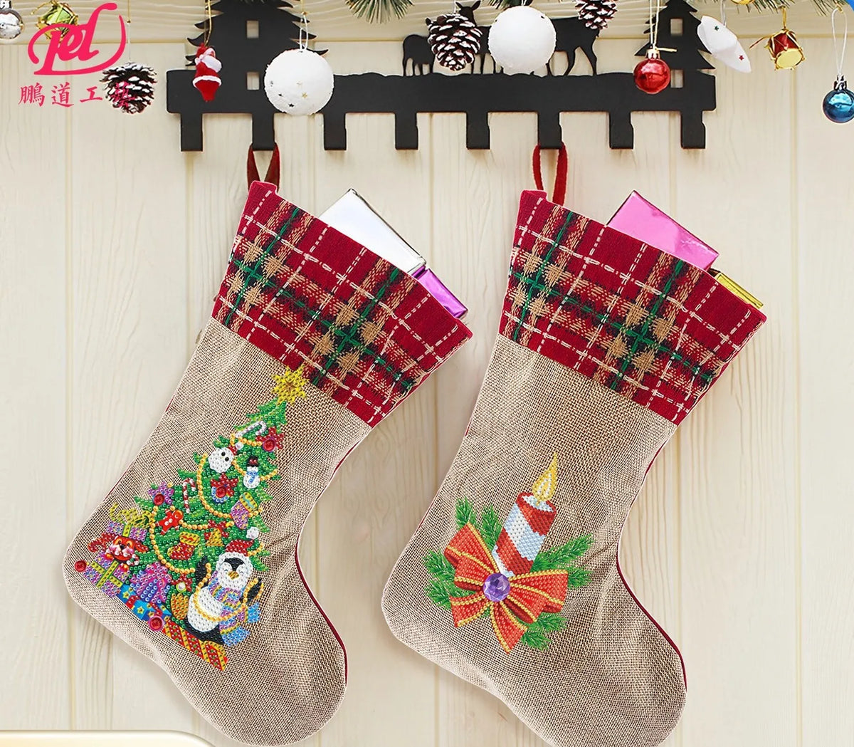 Diamond Painting DIY Christmas Stockings Handiwork Sticking Drills Christmas Candy Bags Gift