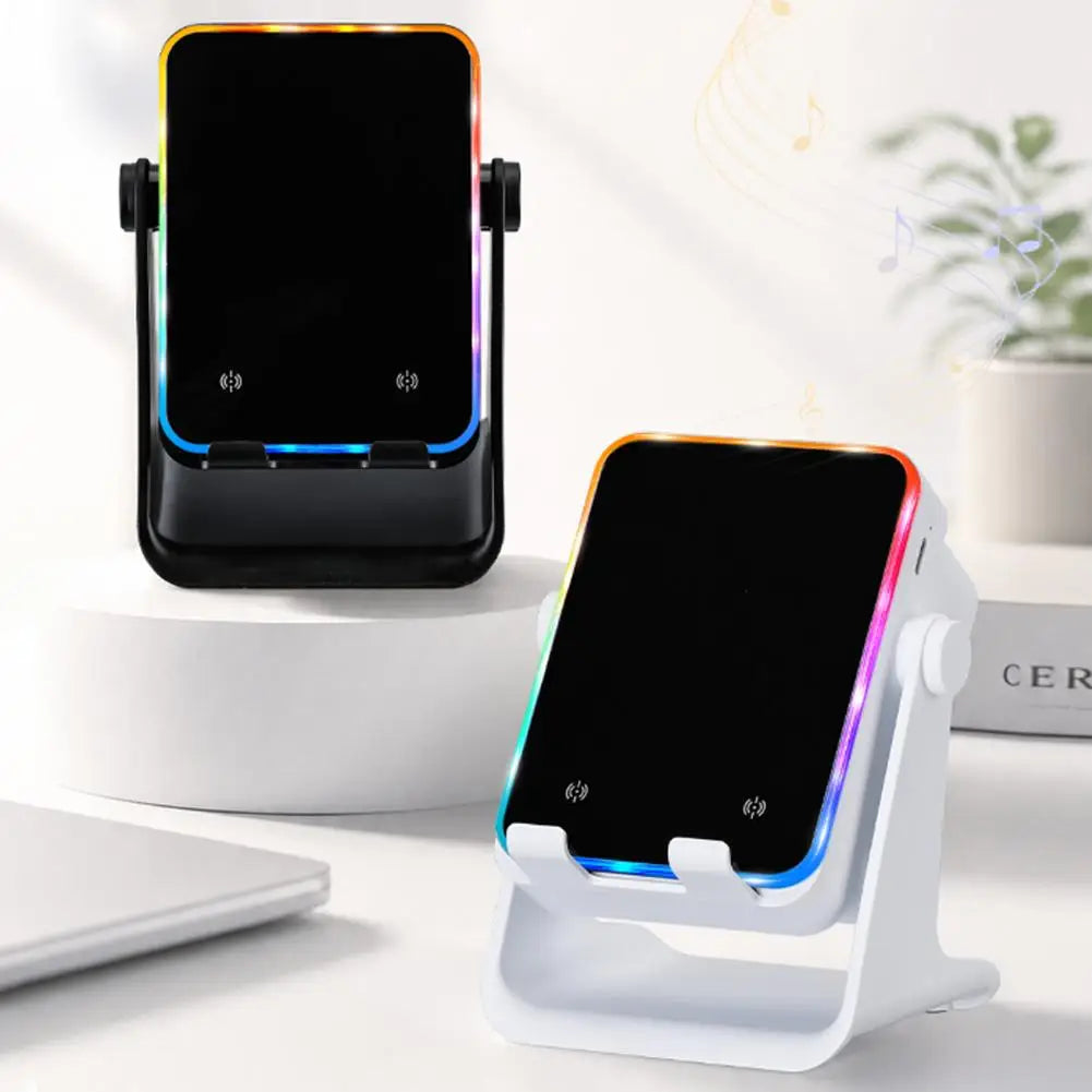 360° Rotating Phone Speaker Dock  Instant Induction Playback, RGB Rhythm Lights For Movies Music Accesories